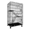 FLOOFI Three-Level Pet Rabbit Bird Cage with Hammock (Black) FI-PRBC-100-XD