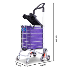GOMINIMO Foldable Aluminum Shopping Trolley Cart with Wheels and Lids (Purple and Silver) GO-STY-103-XR