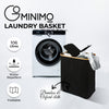 GOMINIMO Folding Bamboo & Canvas Laundry Hamper with Double Lid(Black)GO-LB-117-SJ