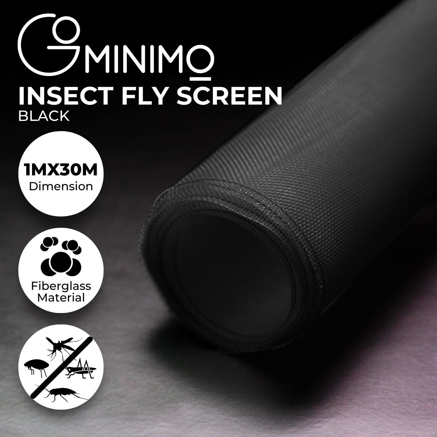 GOMINIMO Window Fly Screen Net Mesh 30M (Black) GO-FWM-100-SY