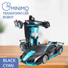 GOMINIMO Transform Car Robot Sport Car with Remote Control (Black Cyan) GO-TCR-103-FM