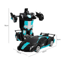 GOMINIMO Transform Car Robot Sport Car with Remote Control (Black Cyan) GO-TCR-103-FM