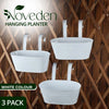 NOVEDEN 3 Pack Metal Iron Hanging Flower Pots with Detachable Hooks (White) NE-PSD-102-JJ