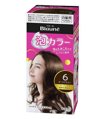 [6-PACK] Kao Japan Blaune White Hair With Foam Hair Dye Natural Series 108ml ( 7 Colors Available ) Dark Brown
