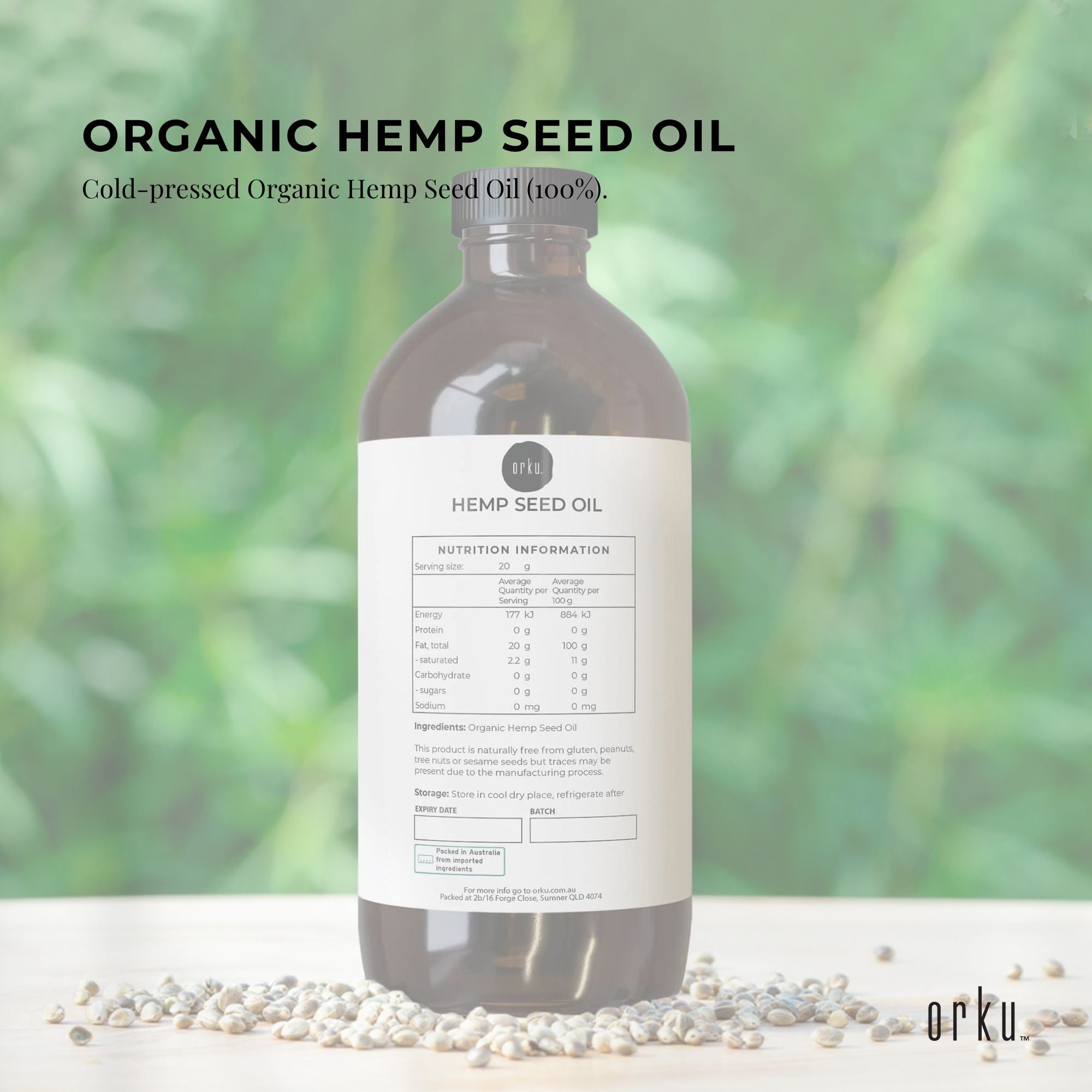 1L Organic Hemp Seed Oil - Cold Pressed Food Grade Healthy Oils Foods