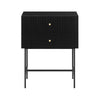 Sarantino Arden Fluted 2-drawer Bedside Table Night Stand - Black