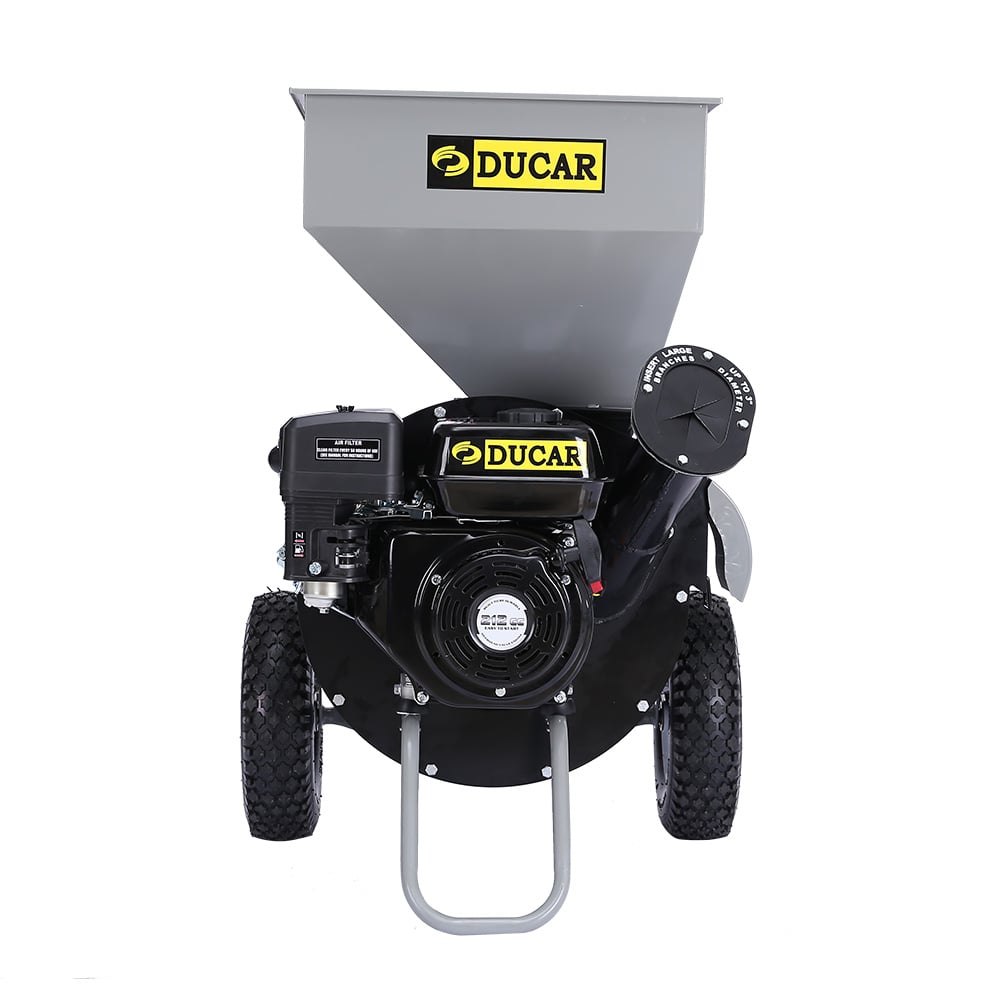 Ducar Wood Chipper Shredder Mulcher Garden 8hp Petrol Motor Upright Grinder - Silver