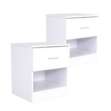 2X Bedside Tables Storage Cabinet Nightstand 1 Drawer 1 Shelf ELLA WHITE