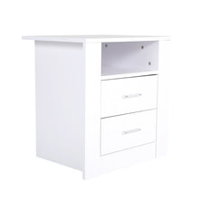 Bedside Table Side Storage Cabinet Nightstand Bedroom 2 Drawer 1 Shelf ZURI WHITE