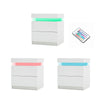 Bedside Table 2 Drawers RGB LED Bedroom Cabinet Nightstand Gloss AURORA WHITE