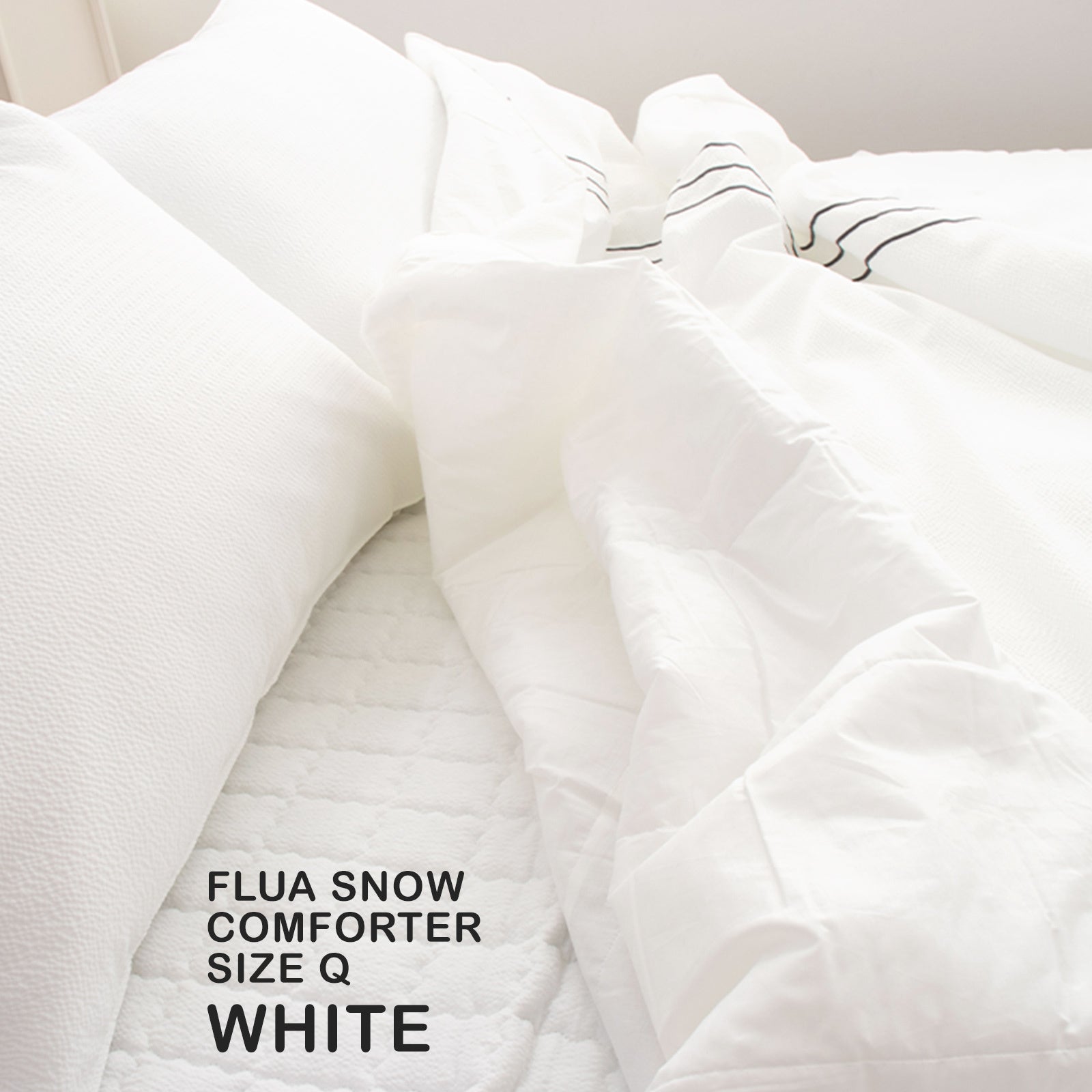 Saesom Flua Snow Comforter Set Queen Cool Quilt Bedspread WHITE