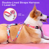 Dog Double-Lined Straps Harness and Lead Set Leash Adjustable L MARBLE PINK