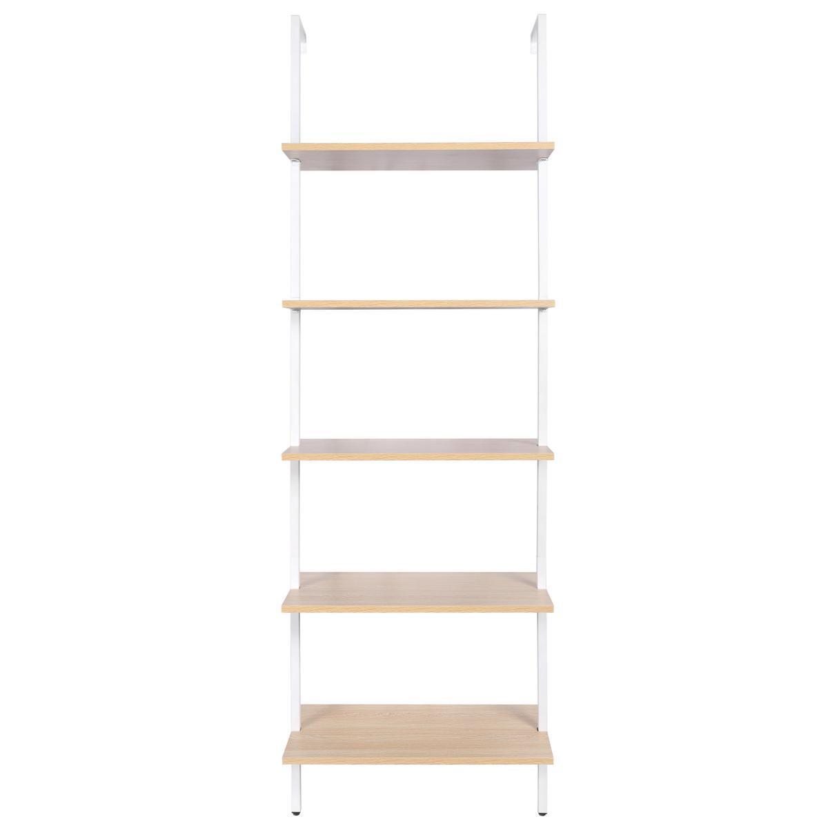 YES4HOMES Industrial Ladder Shelf Wood Wall-Mounted Bookcase Storage Rack Shelves Display