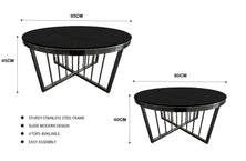 Salina Coffee Table 80cm Black Base - Black Glass