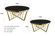 Salina Coffee Table 80cm Gold Base - Black Glass