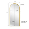 Metal Arch Mirror 80cm x 170cm - Gold