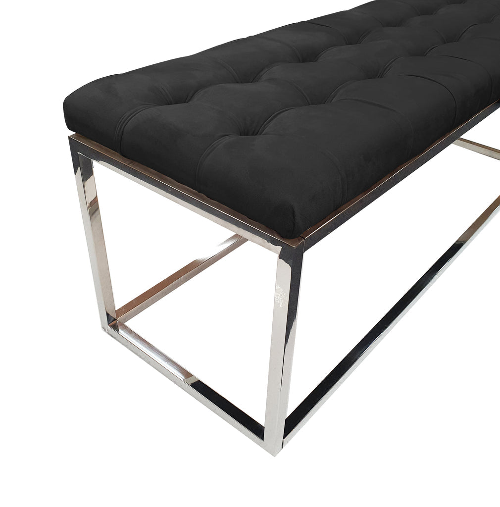 Holly Silver/ Black Ottoman