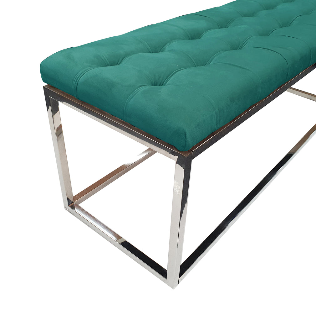 Holly Silver / Green Ottoman