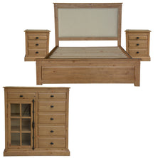 Jade 4pc Queen Bed Suite Bedside Tallboy Bedroom Furniture Package - Natural