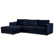 Kennedi 2 Seater Velvet Fabric Corner Sofa Lounge LHF Chaise - Navy
