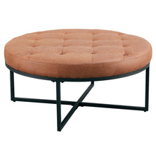 Chelsea Round Ottoman Footstool Bench Light Brown