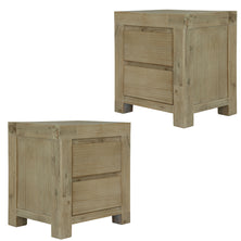 Brunet Set of 2 Bedside Tables 2 Drawers Cabinet Nightstand Table Brush Smoke