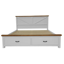 Grandy Bed Frame King Size Timber Mattress Base With Storage Drawers White Brown