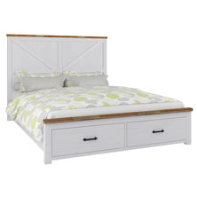 Grandy Bed Frame King Size Timber Mattress Base With Storage Drawers White Brown
