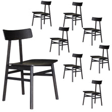 Claire Dining Chair Set of 8 Solid Oak Wood Timber Seat Furniture - Black