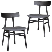 Claire Dining Chair Set of 2 Solid Oak Wood Fabric Seat Furniture - Black