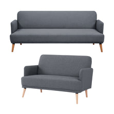 Brianna 3 + 2 Seater Sofa Fabric Uplholstered Lounge Couch - Dark Grey
