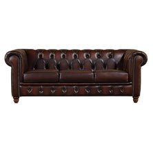 Max Chesterfield 3 Seater Sofa Lounge Genuine Leather Antique Brown