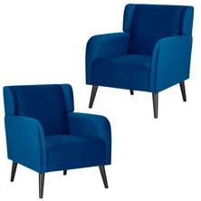 Bianca Set of 2 Accent Sofa Arm Chair Fabric Uplholstered Lounge - Dark Blue