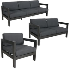 Outie 3pc Set 1+2+3 Seater Outdoor Sofa Lounge Aluminium Frame Charcoal