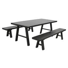 Tiama 3pc 190cm Aluminium Outdoor Dining Table Bench Set