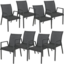 Iberia 8pc Set Aluminium Outdoor Dining Table Chair Charcoal