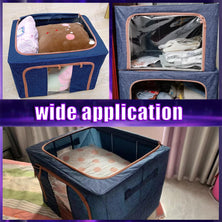 24L Cloth Storage Box Closet Organizer Storage Bags Clothes Storage Bags Wardrobe Organizer Idea Blue
