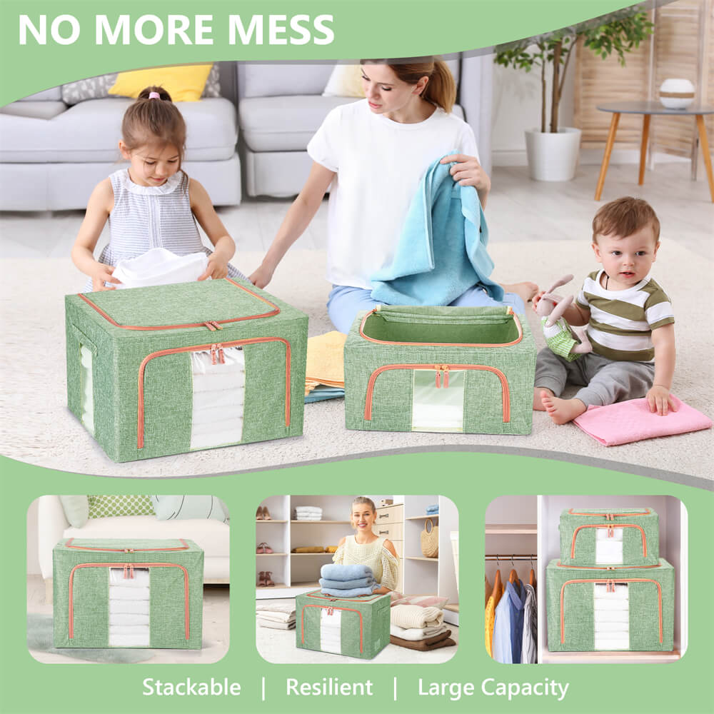 100L Cloth Storage Box Closet Organizer Storage Bags Clothes Storage Bags Wardrobe Organizer Idea GREEN