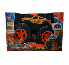 Friction Powered Yellow Bison Monster Truck for Children 1:16 Scale 3+