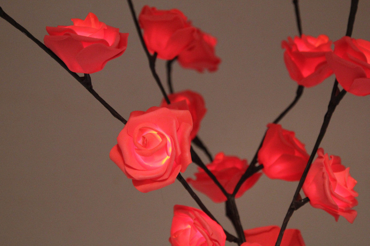 1 Set of 50cm H 20 LED Red Rose Tree Branch Stem Fairy Light Wedding Event Party Function Table Vase Centrepiece Decoration