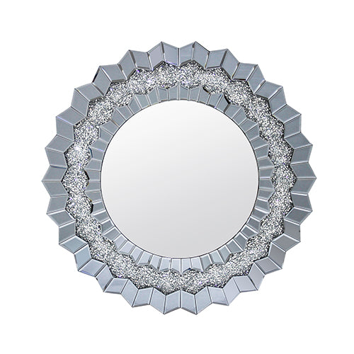 Wall Mirror Sparkling Crush Crystal MDF Silver And Grey MRR-01