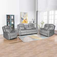 3-2-1 Seater Finest Grey Fabric Recliner Sofa Sturdy Construction Metal Mechanism