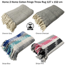 Cotton Fringe Throw Rug Chevron Grey
