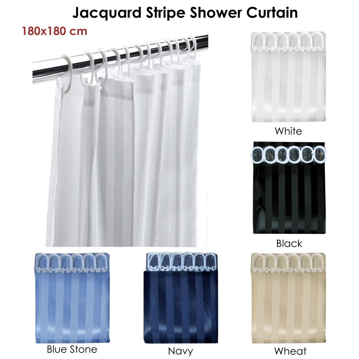 Jacquard Stripe Shower Curtain Navy