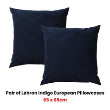 Bianca Pair of Lebron Indigo European Pillowcases