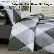 Big Sleep Argyles Black Quilt Cover Set Single