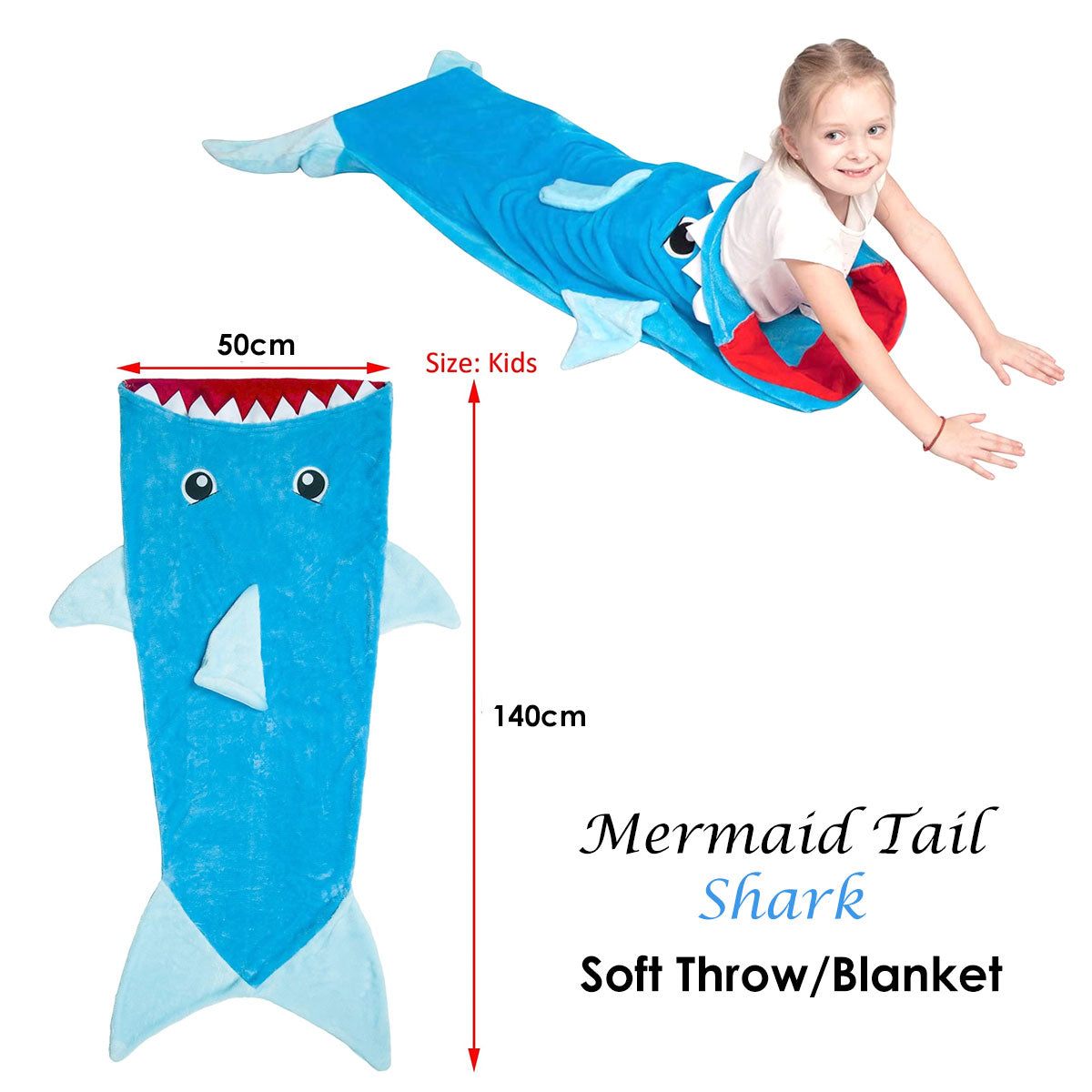 Mermaid Tail Shark Soft Blanket Throw