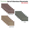 Set of 6 Victoria Bamboo Table Placemats 30 x 45cm Light Brown/Silver