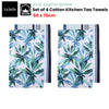 Ladelle Set of 4 Zest Leaves Green Cotton Kitchen Tea Towels 50 x 70 cm