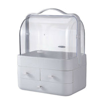 Cosmetics Storage Boxes Portable Dust-proof Makeup Jewelry Case Desktop Drawer(White-White)